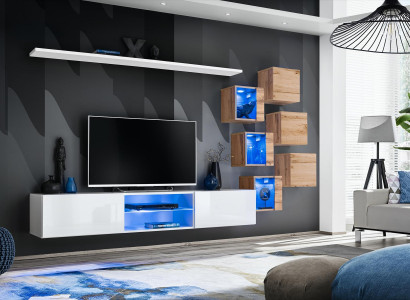 Neu Komplett Set 8tlg Wandschrank Luxus Sideboard TV-Ständer Wand Regale